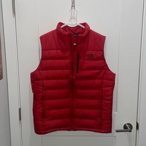 Red North Face Puffer Vest (MENS) (Large)